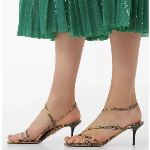 Aquazzura Carolyne Snakeskin Strappy Sandals size 36.5 - Picture 2 of 12